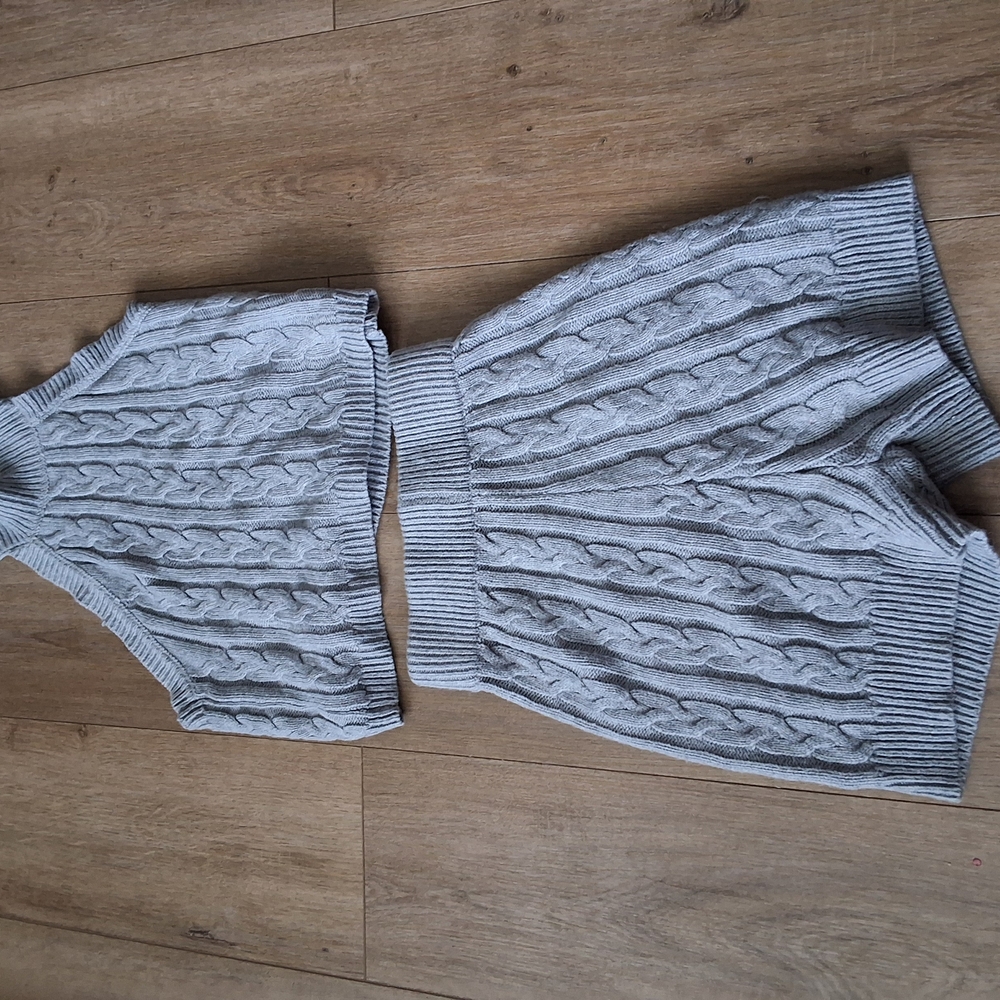 Gray Cable Knit Sweater and Shorts Set